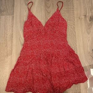 Red floral romper